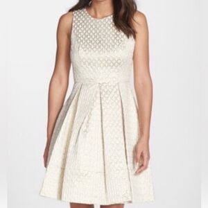 Eliza J Gold Metalic Fit and Flare Dress